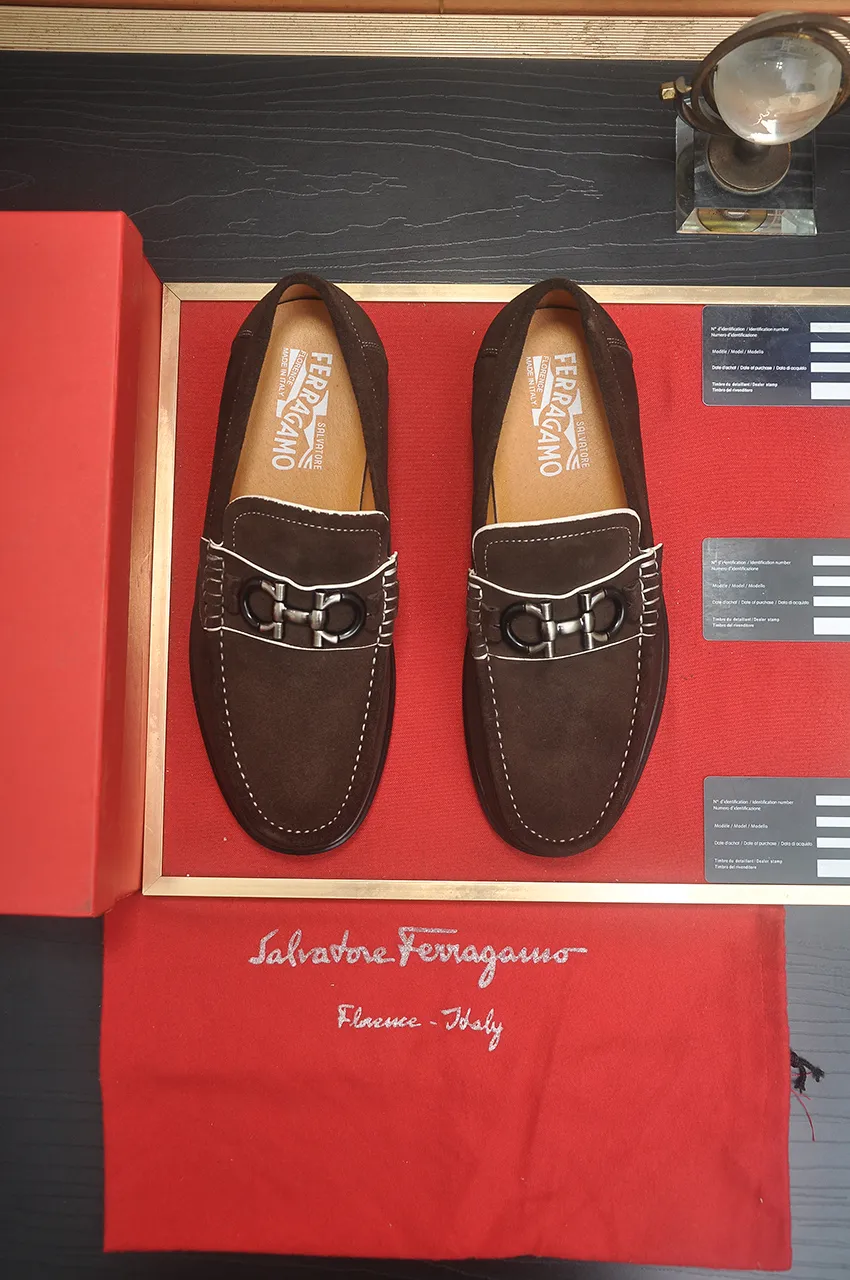 Men's shoes 💰440💶[Ferragamo/Ferragamo] The latest model in the counter. Original imported high-quality cowhide with open sides + imported 🐂 water-dyed cowhide lining + original luxury metal buckle + original combined outsole. No pressure for comparison. 38--45 (45 is custom-made and cannot be returned or exchanged)
